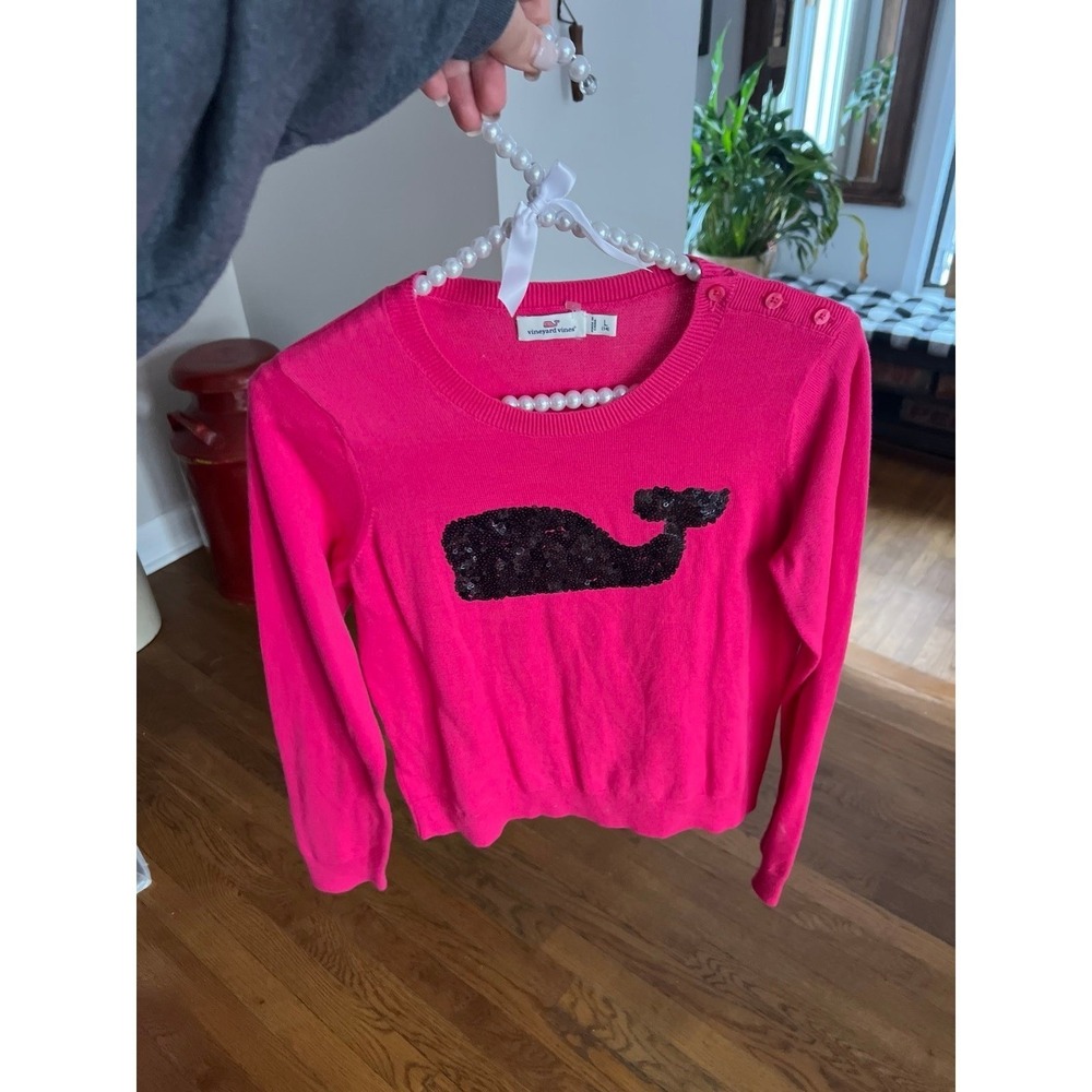 Vineyard vines sweater pink sequin girls size 14